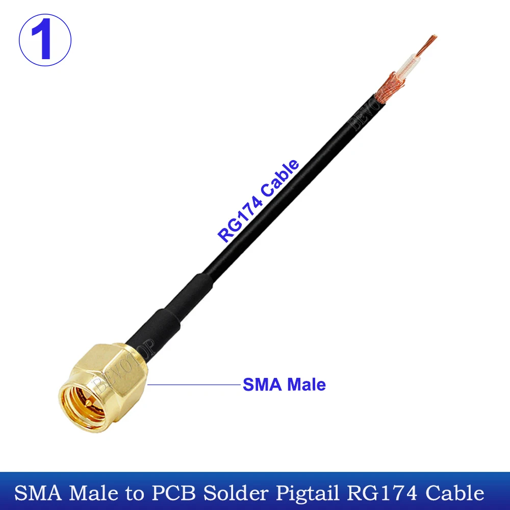 10Pcs/Lot RG-174 Single End SMA Male/Female to PCB Solder Pigtail RG174 Cable for WIFI Wireless Router GPS GPRS Wire Connector