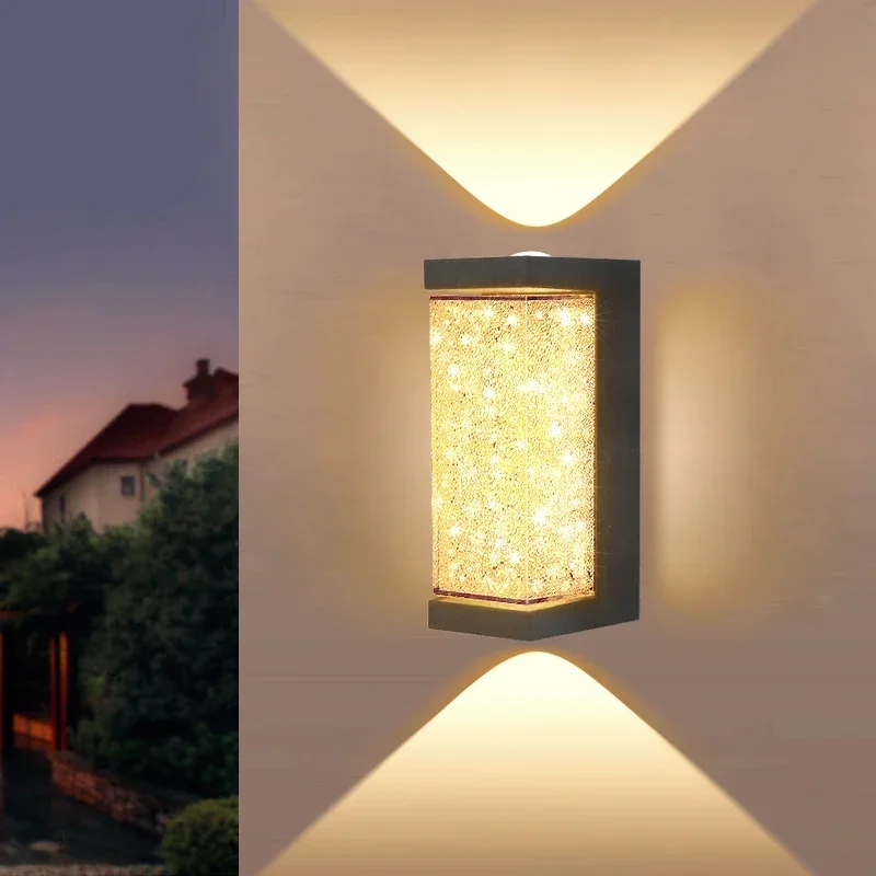 Modern Outdoor Crystal LED Wall Lamp Crystal Bedside Lighting Porch Light Waterproof Wall Sconce Doorway Garden Home Decor