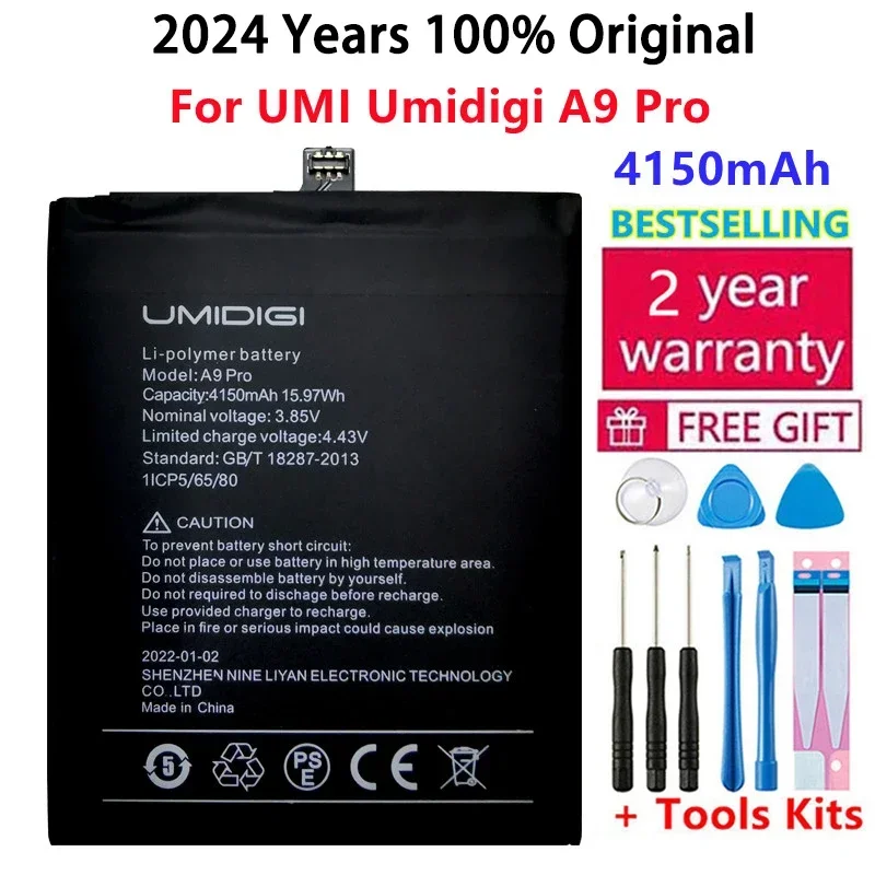 

2024 Years 100% Original For UMI Umidigi A9 Pro Battery For UMIDIGI A9 Pro A9Pro 4150mAh Cell Mobile Phone Batteries Bateria