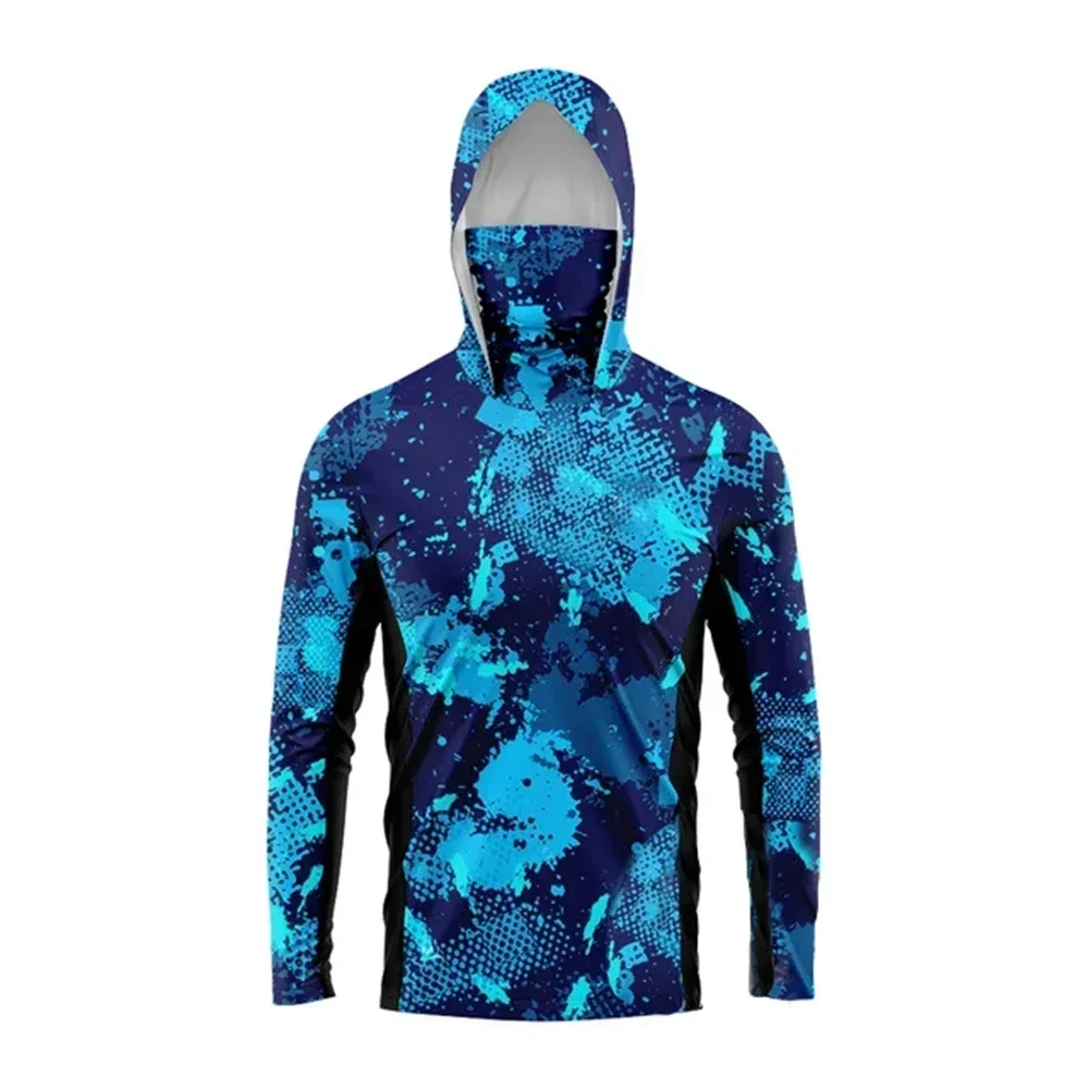 Fishing Shirt UPF 50+ Hooded Fishing Clothes Men Face Cover Hoodie Sun Protection Mask Jersey Breathable Camisa De Pesca Tops