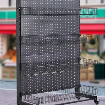 바퀴 달린 슈퍼마켓 선반, 다층 이동식 스낵 및 음료 디스플레이 선반, 주방 보관 선반