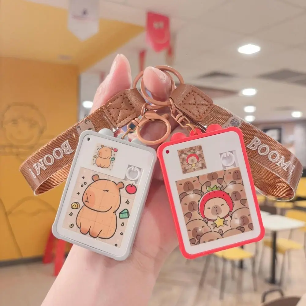 Creative Huarong Road Capybara Key Chain Jigsaw Puzzle Capibara Jigsaw Keyring Kawaii Cartoon Kapibara Pendant Toy Backpack