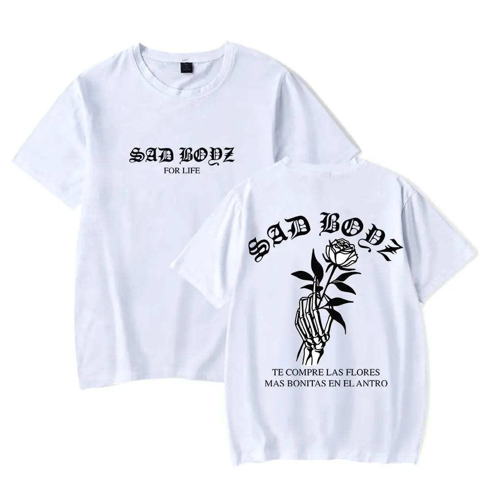 Junior H Las Flores Tee Sad Boyz Tour Merch Print T-shirts Summer Women Man Fashion Casual Short Sleeve