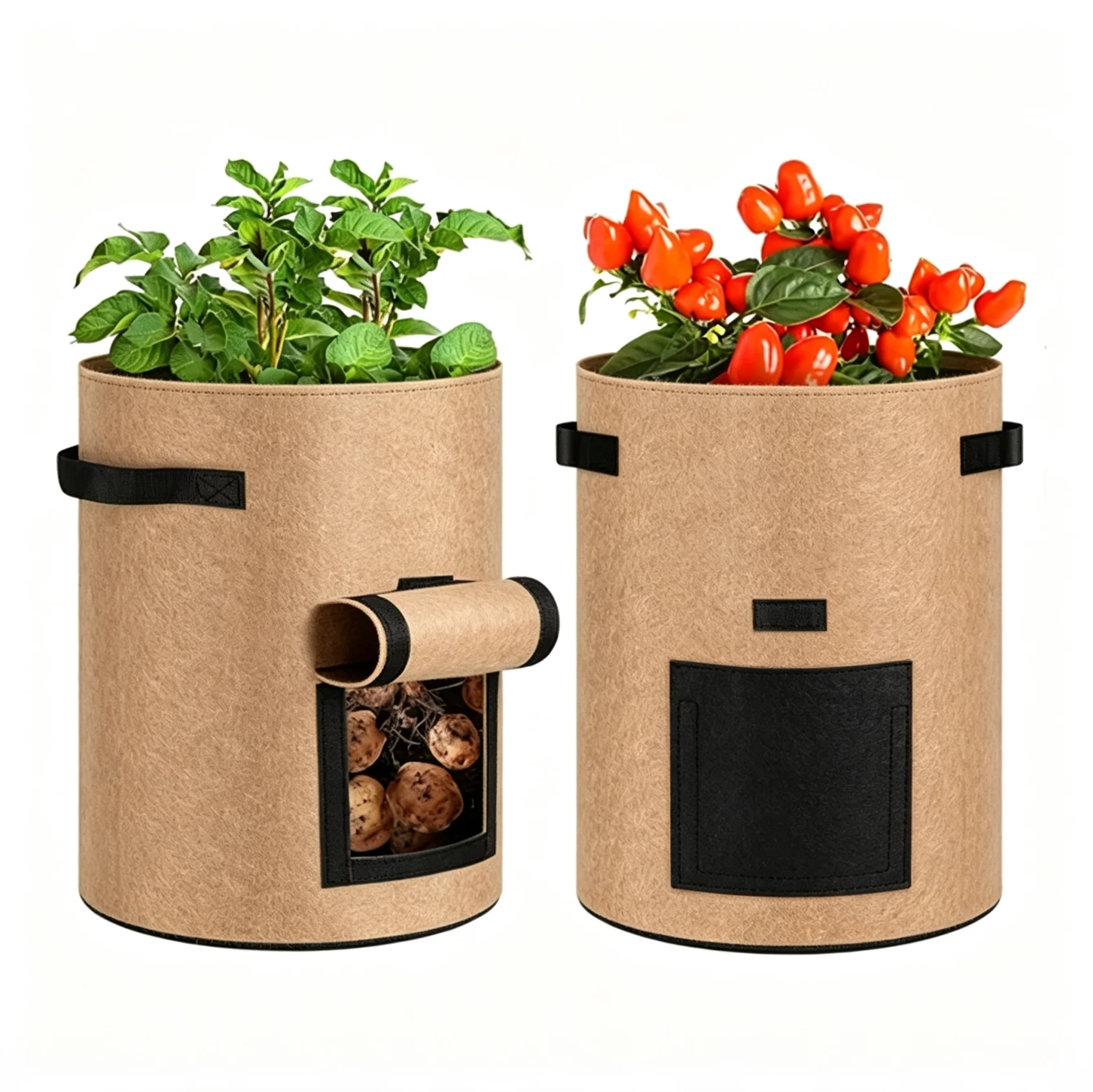 SPONDWILD 1 Pcs Potato Grow Bag with View Window,Non-Woven Planter for Easy Growth Monitoring, Root Vegetable