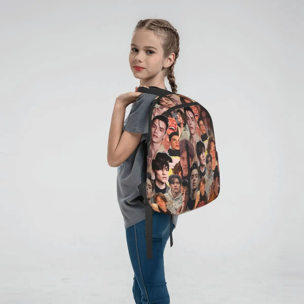Louis Partridge Photo Collage Backpack Daypack Boys Girls BookBag School Bag Shoulder Bags for Men Women