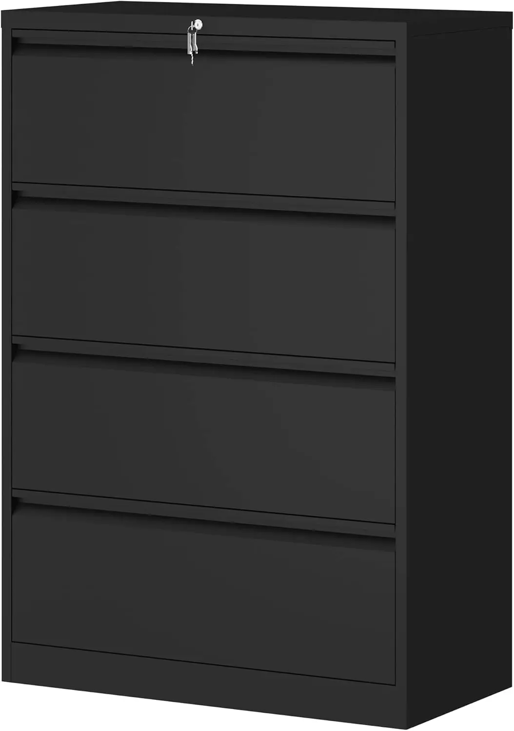 

Lateral Filing Cabinet with Lock, 4 Drawer Metal Stainless Steel Wide Lateral File Cabinet for Legal/Letter A4 Size, Office