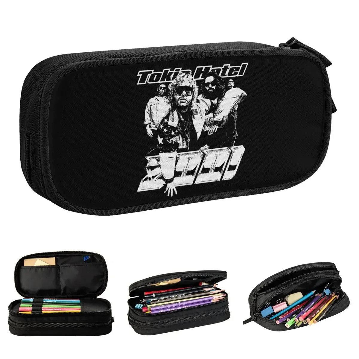 

Tokio Hotel Pencil Case German Rock Pen Holder Bags Girls Boys Big Capacity School Supplies Cosmetic Pencil Pouch