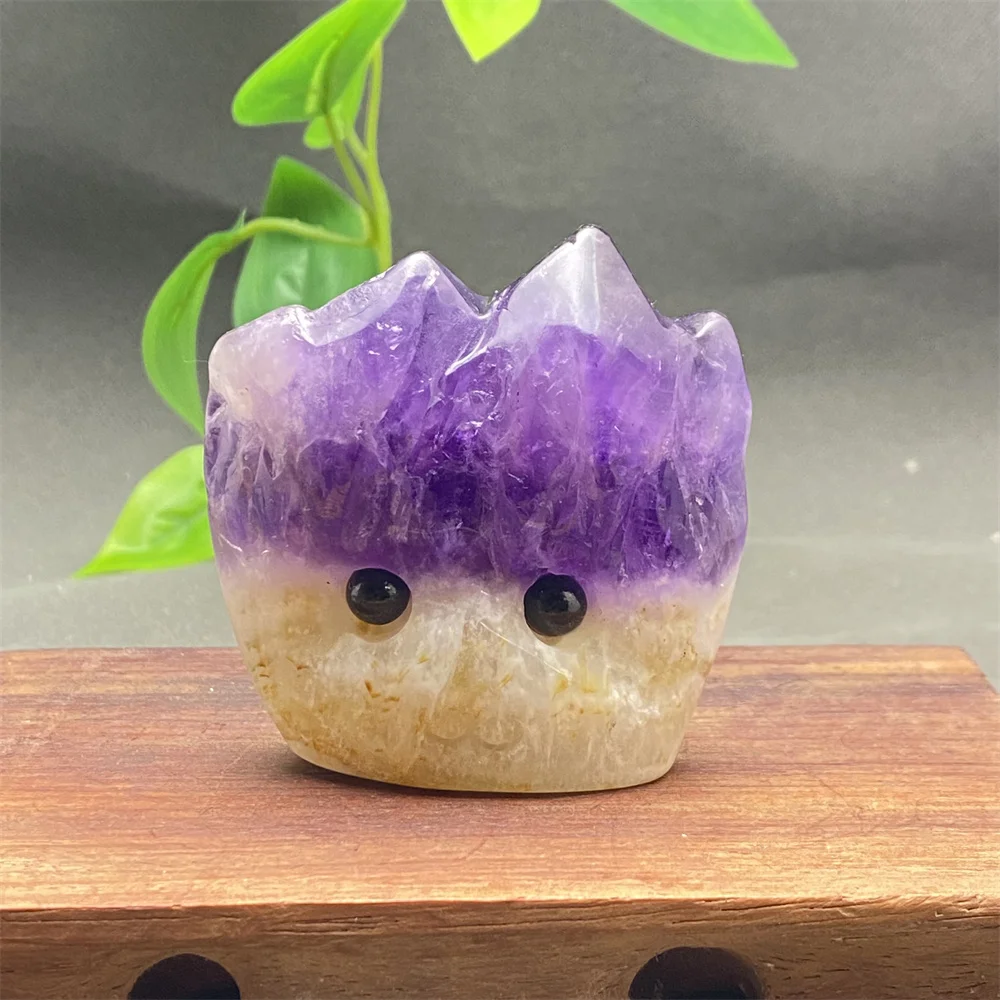 

Natural Amethyst Hedgehog Figurine Crystal String Quartz Ore Magic Healing Crystal Ornament Available Home Decoration DIY Gift
