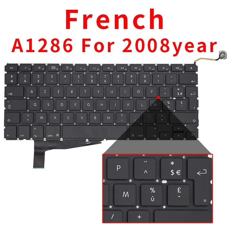 New A1286 For Macbook Pro 15" Replacement Keyboard US UK Russian French Spain Arabic Version 2009 2010 2011 2012 Year