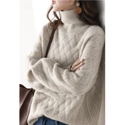 Autunno-inverno dolcevita maglione di cachemire donna 2022 slouchy maglione di lana con base pullover ispessito sciolto