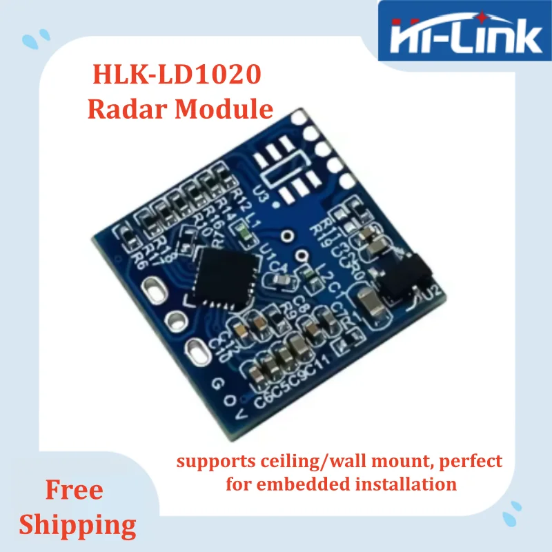 1/3/5Pcs Hi-Link HLK-LD1020 10.525GHz X-band Microwave Radar Module 3.3-12V Ultra Low Power Motion Sensor Smart Home Automation