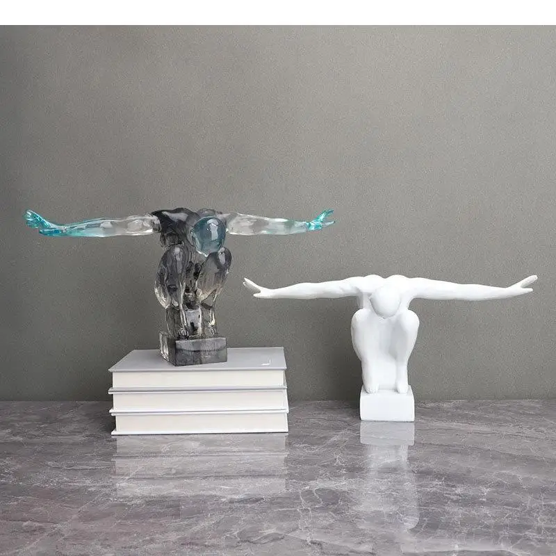 Figura de deportista de puente largo, estatua de resina, decoración de escritorio, escaleras, escalador, escultura, adornos, decoración moderna para el hogar