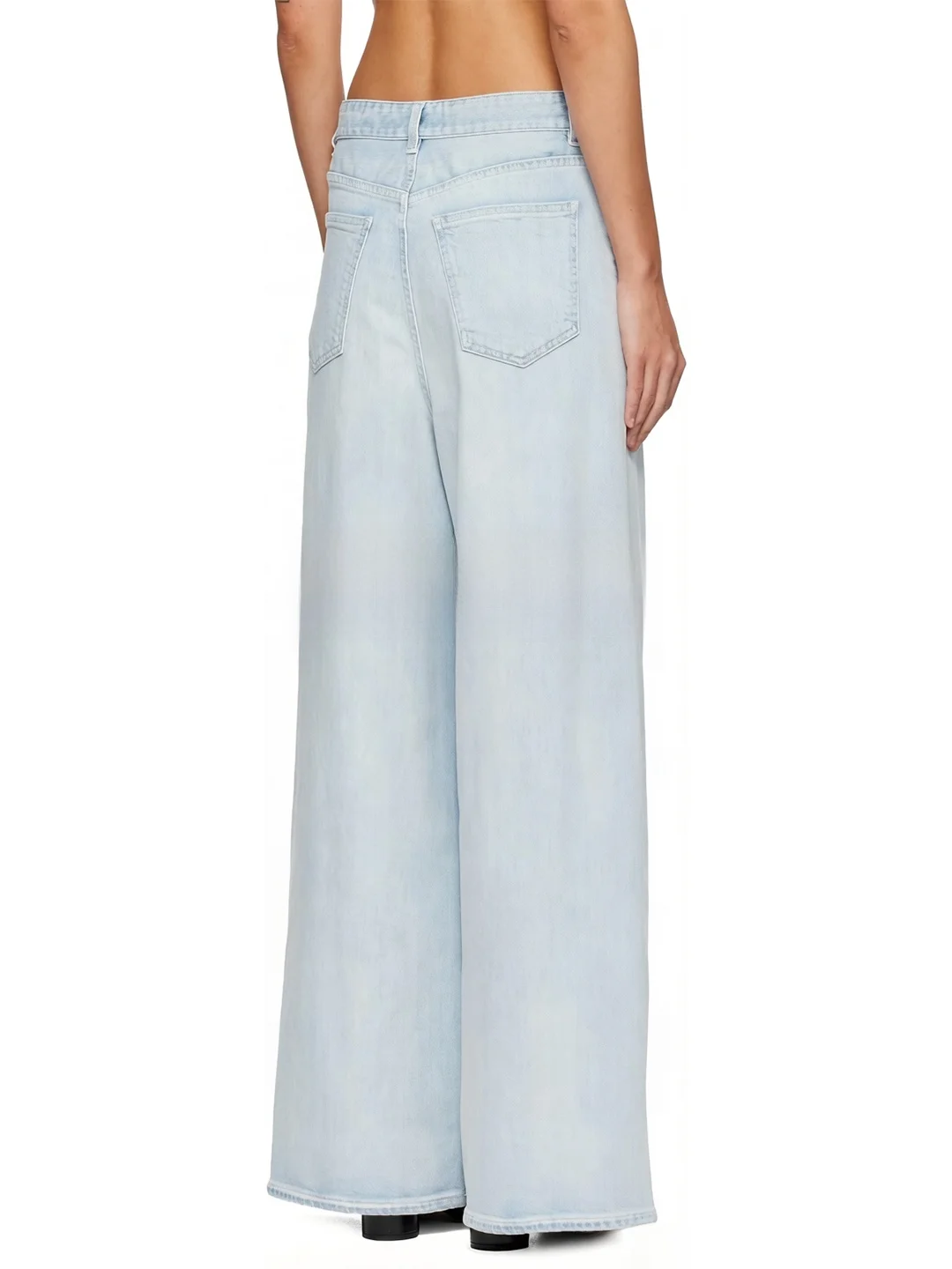 Casual High Waist Wide Leg Denim Jeans Women's Loose Fit Washed Look Spring Summer Fashion Loose Personality Drawstring