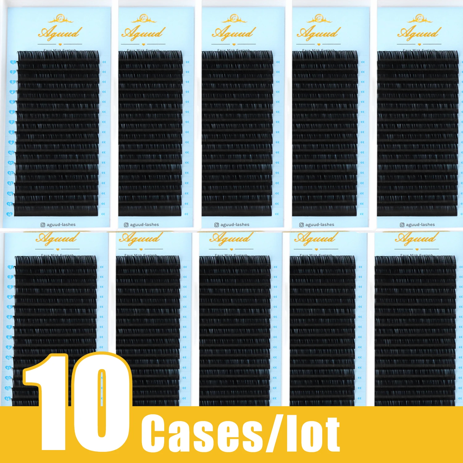 

AGUUD 10 Cases 16Rows 03 05 07 Faux Mink Eyelashes Extension High Quality Individual Eyelashes Artificial Fake False Eyelashes