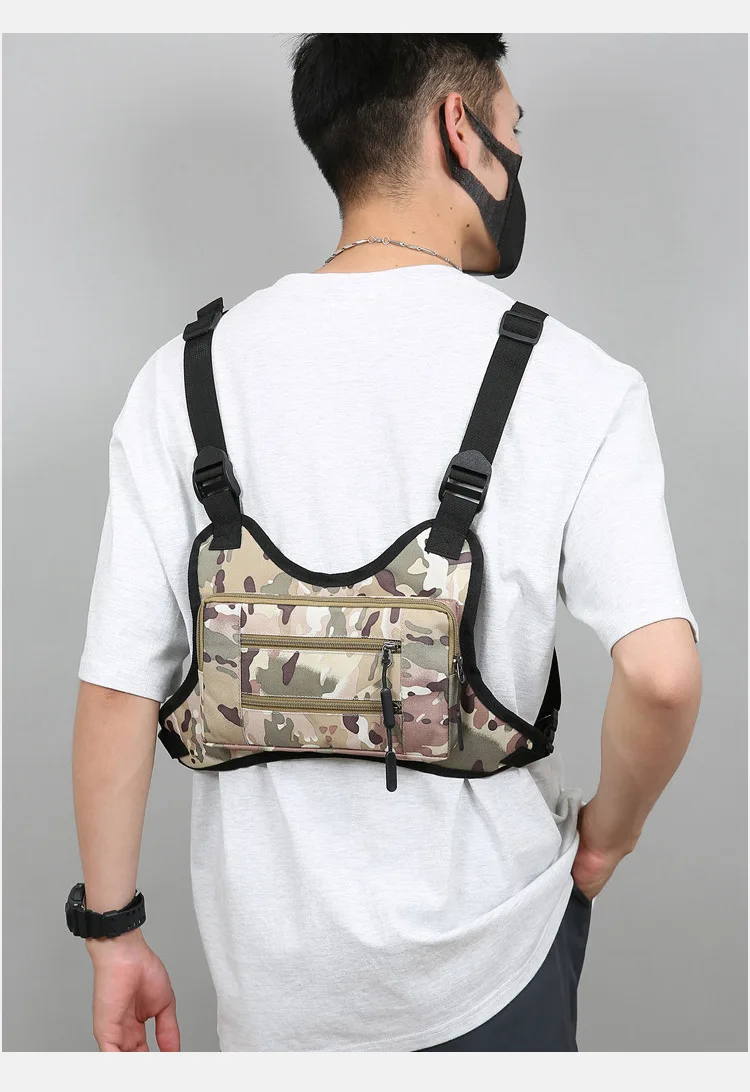 Mochila tática multiuso para homens, colete de ciclismo, bolsa esportiva com estampa digital camuflada, bolsa de equipamentos para treino e caminhada.