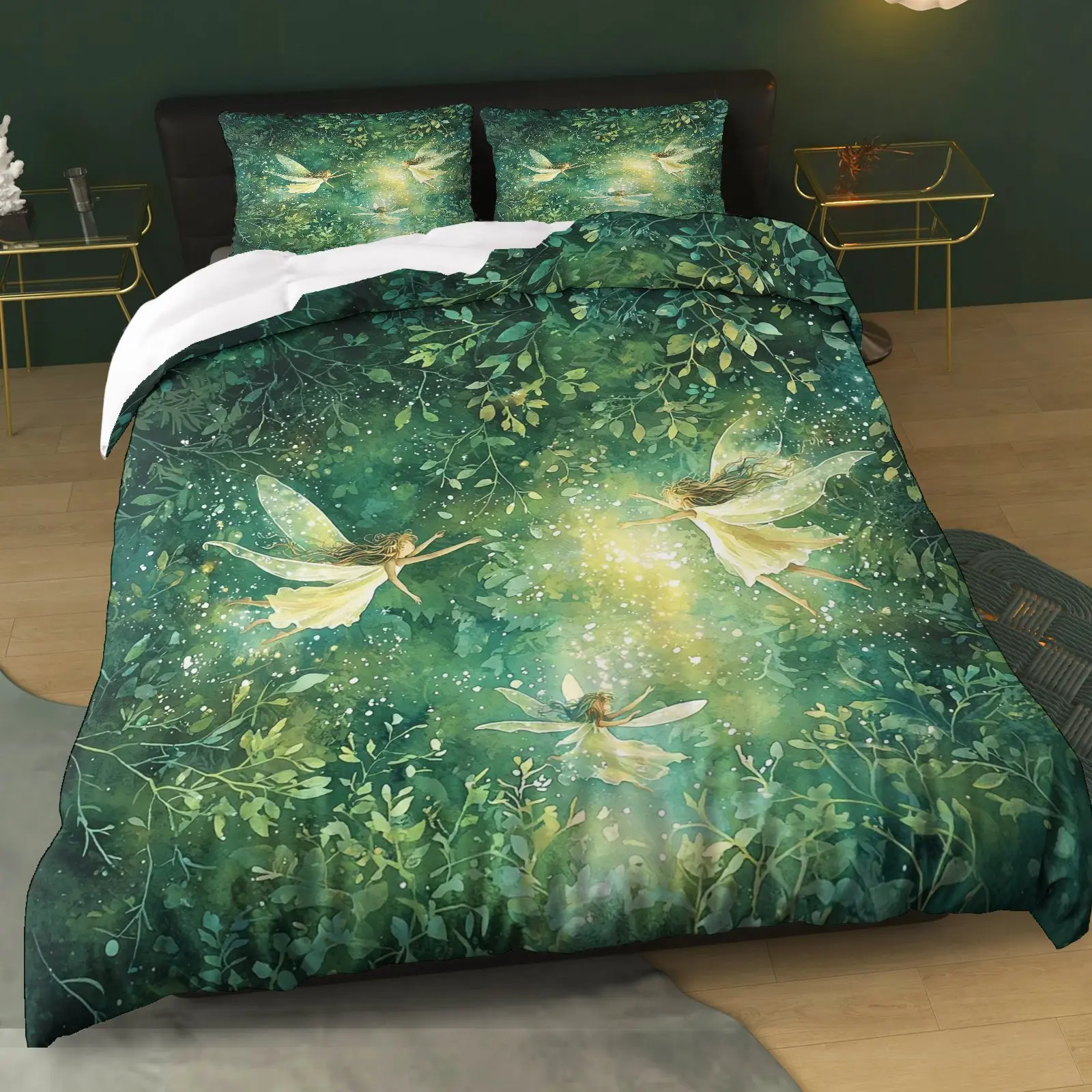Fairy Forest Magical Dream Fairy Tale Duvet Cover Set Multi Size Quilt Cover Queen Size Bedroom Bedding Decoration Machine Washable Adult Boy Girl Bedroom