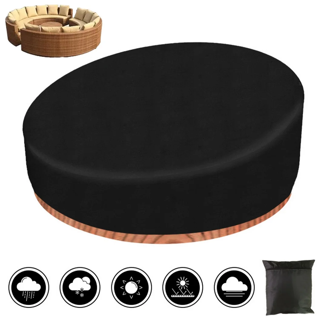 

Oxford Cloth Black Outdoor Daybed Cover Round 90"Dx33"H Patio Sofa Cover Garden Furniture Cover Dustproof Garden Furniture Cover