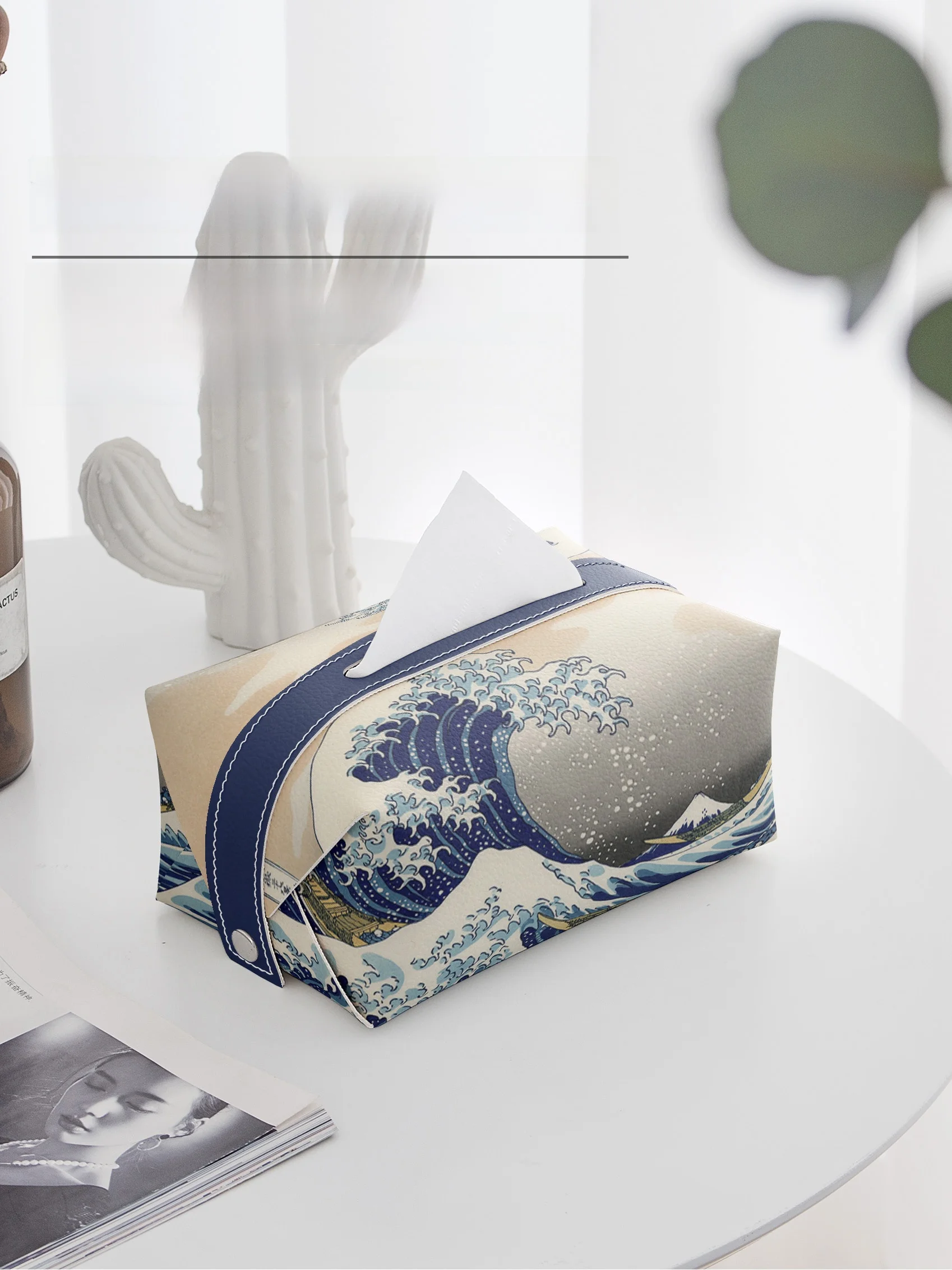 

Japanese Sle Floral Leather Tissue Box Creative Rectangular ape for Living Room Office Tea Table Luxury Sle Storage Box