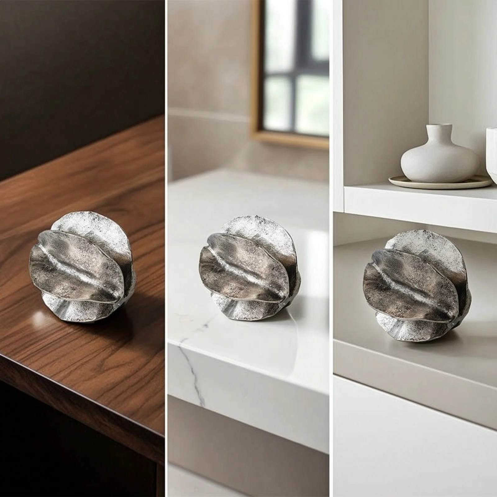 Aluminum Tray with Fluted Base Sculptural Metal Pedestal Tray Decorative Aluminum Bowl Compact Decor Sleek