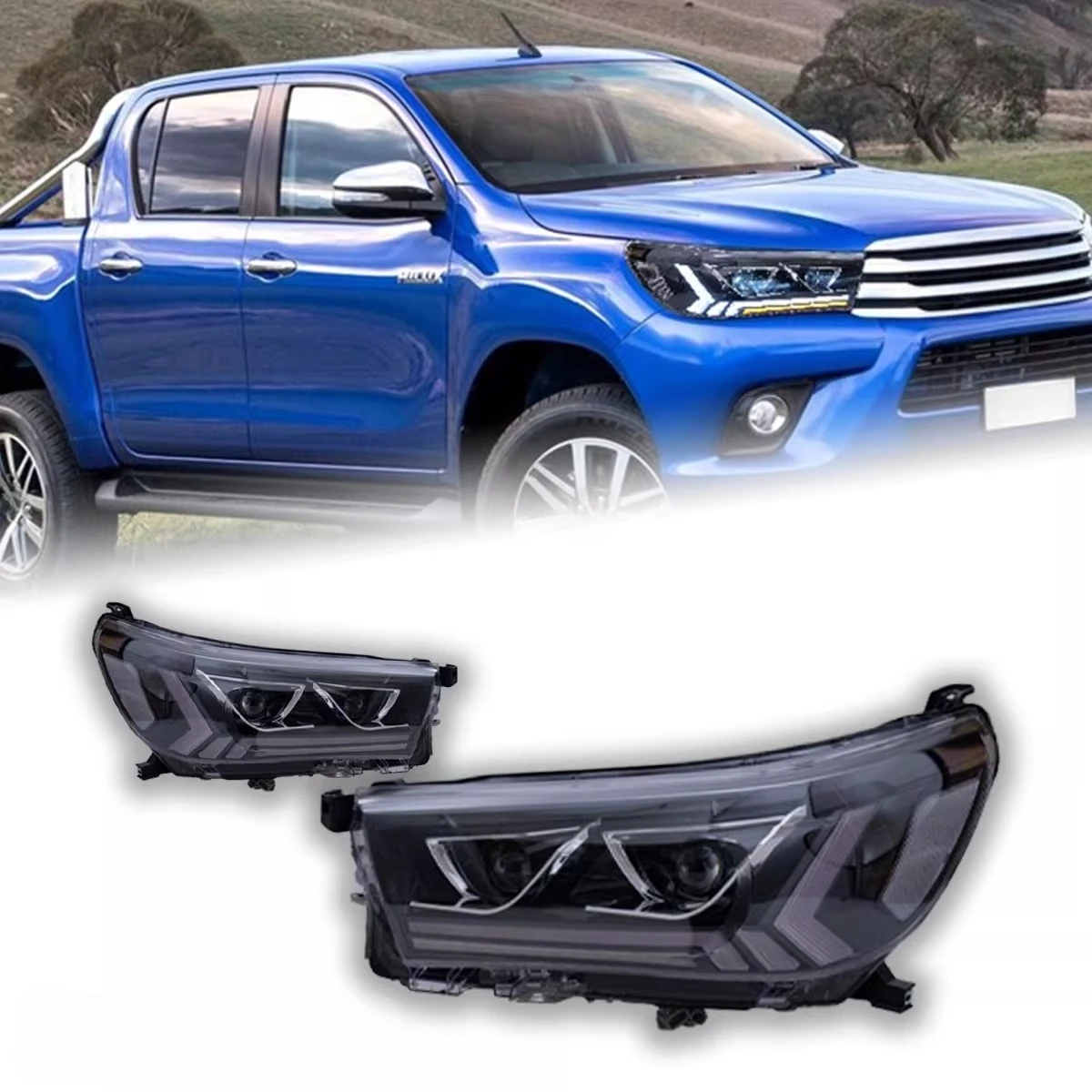 

Для Toyota Hilux REVO 2015-2020: Модифицированная светодиодная фара в сборе с динамическими ДХО, автомобильные аксессуары