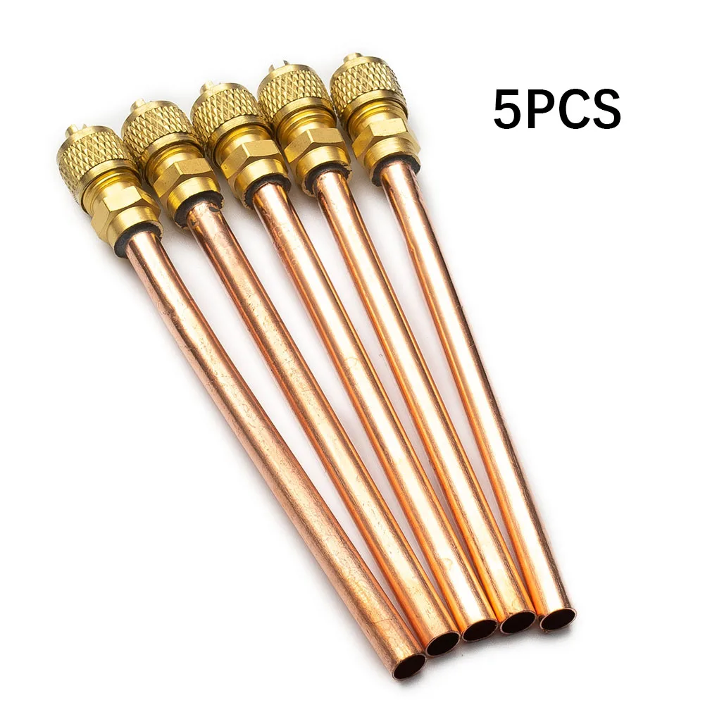 5Pcs/Set Air Conditioner Refrigeration Access Valves Copper Tube Filling Parts For  Air Conditioning Systems Maintenance