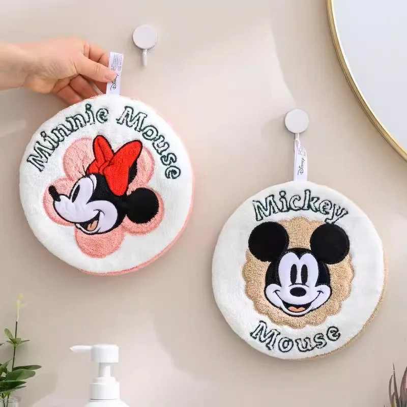 Disney Mickey Minnie Hand Towel, Cartoon Hanging Bathroom Kitchen Hand Towel, Multi Functional Absorbent Cleaning Handkerchief