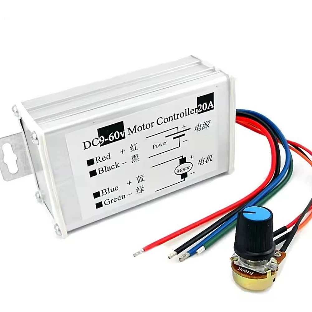Stepless DC Motor Speed Controller DC 9V-60V 12V 24V 60V 20A PWM DC Motor Driver Speed Controller DC Motor Controller