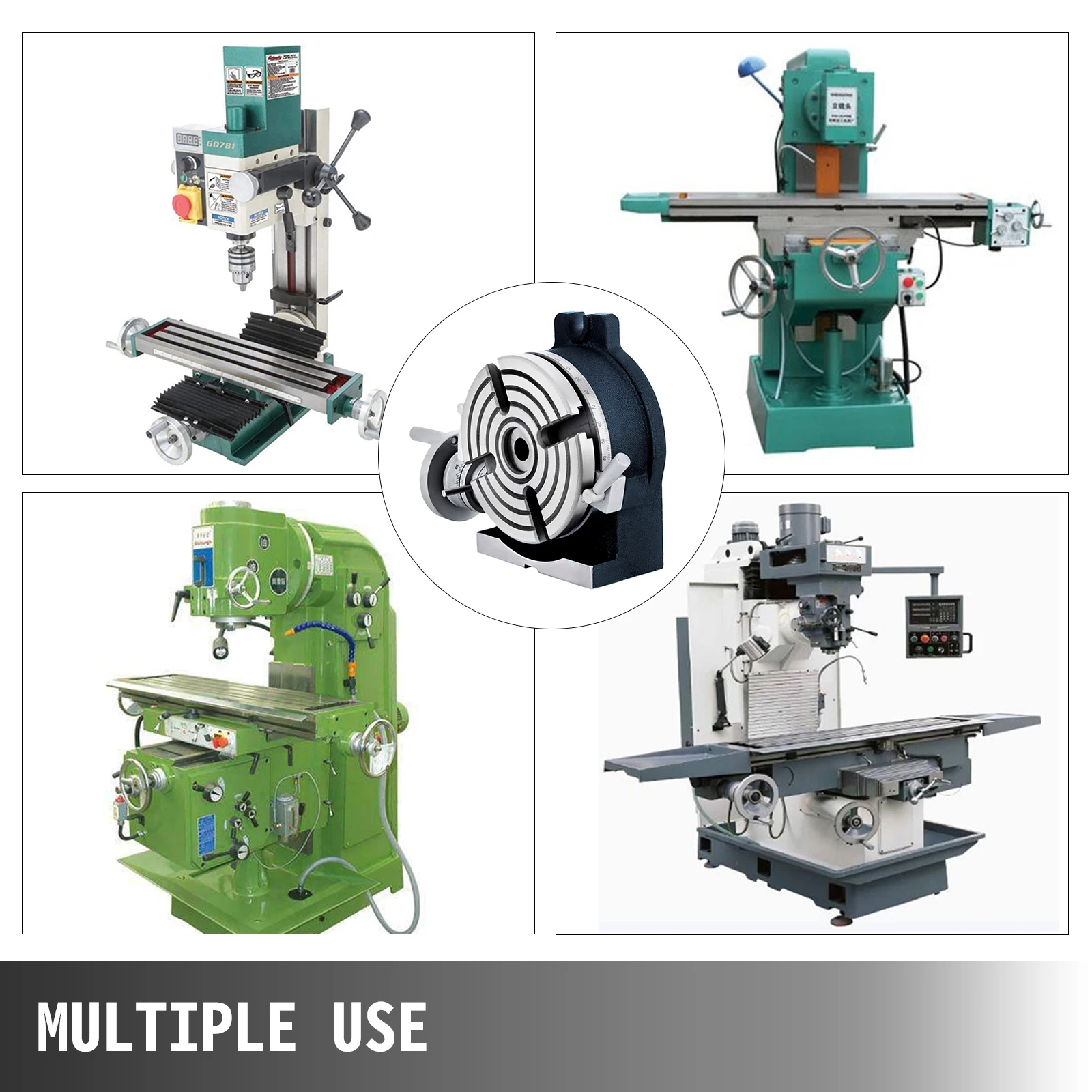 SucceBuy 150mm/5.9In Vertical & Horizontal Rotary Table Adjustable Dividing Plate Index System Dividing Head for Milling Machine