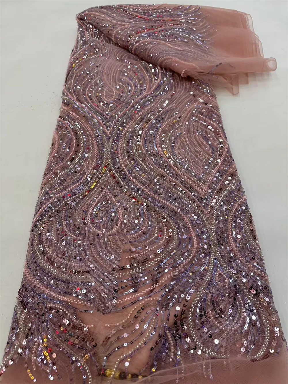 

African Lace Fabric Sequins Tulle Mesh Embroidery Lace for Wedding Bridal Fabrics 2026 High Quality Laces Dresses