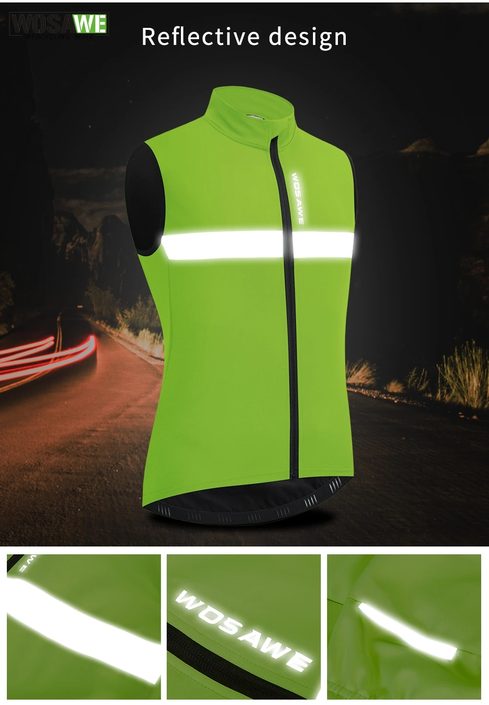 WOSAWE Winter Thermal Fleece Cycling Vests Sleeveless Cycling Jacket Bicycle Warm Vest MTB Road Bike Tops Warm Bike Jackets