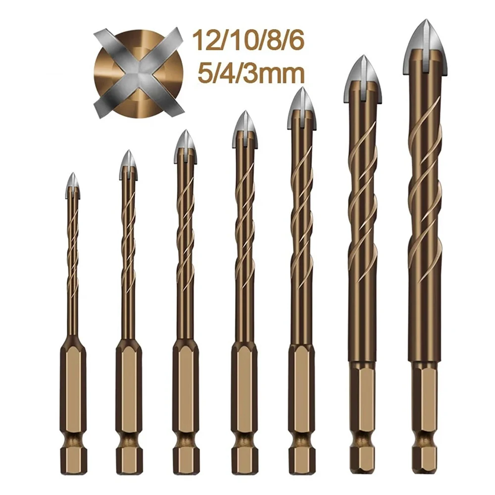 Zestaw wierteł krzyżowych spiralnych ze stopu z chwytem sześciokątnym 6,35 mm do płytek/ścian z cegły/betonu/szkła/keramiki/drewna/aluminium/plastiku