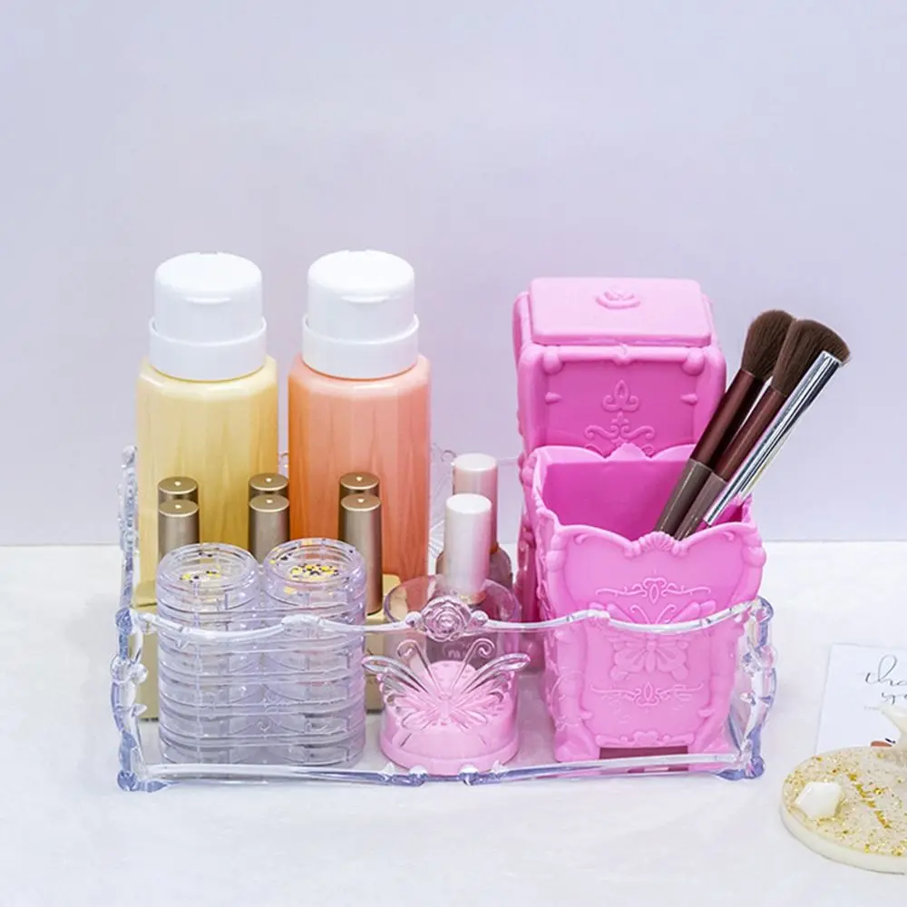 Transparent Design Cotton Pad Storage Box Pattern Pink Color Nail Art Tools Organizer Organizer Case Cotton Pads Holder Women