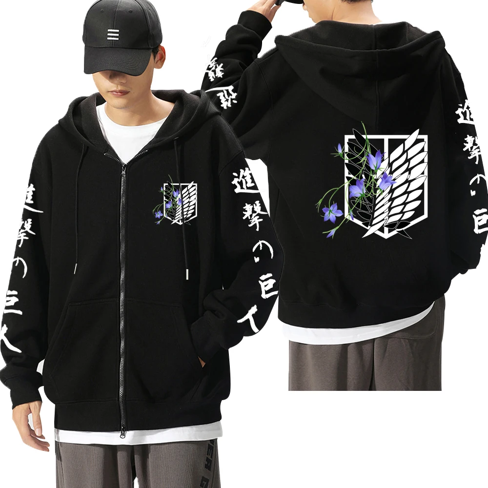 Men Women Hot Anime Zip Hoodies Attack On Titan Levi Graphic Printed Hooded Plus Size Sweatshirt Harajuku Unisex Zipper Jacket