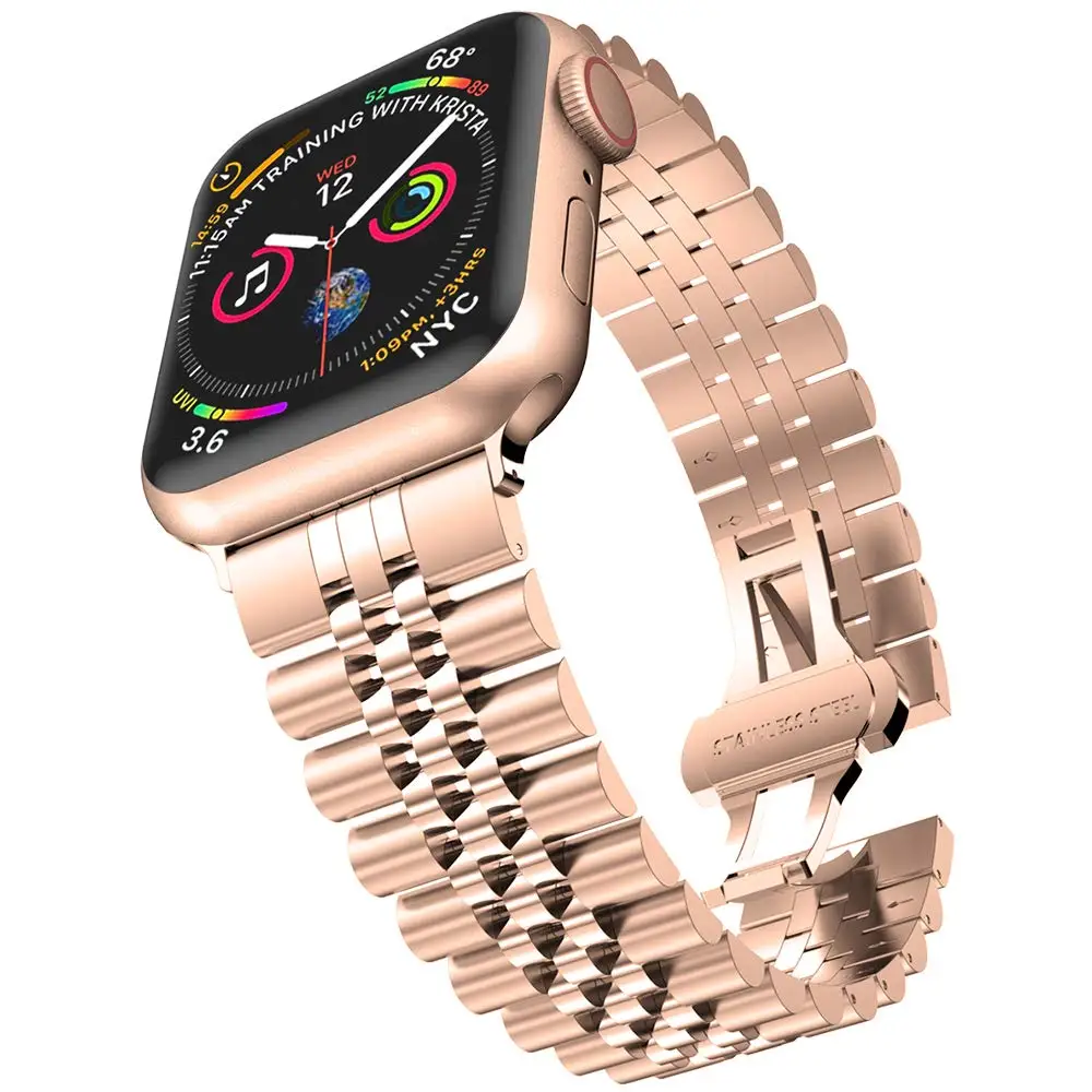 band for Apple Watch series 7 6 SE 5 4 stainless steel strap for iWatch classic design metal link bracelet 45 41 44 40 42 38 mm