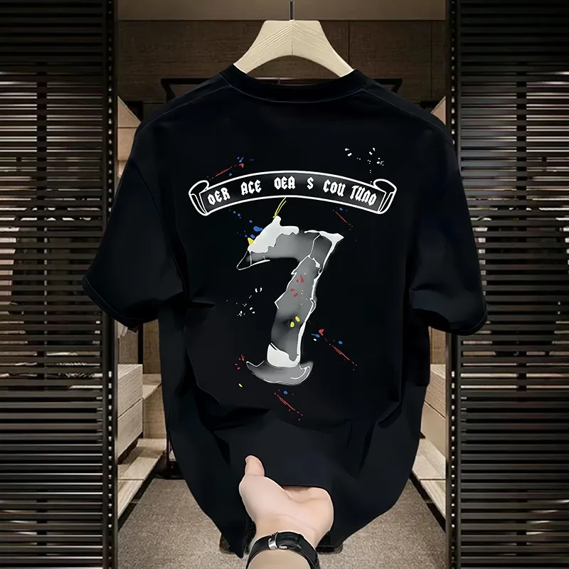 تي شيرت صيفي جديد حار لعام 2026 ماركة أمريكية عصرية بأكمام قصيرة تي شيرت صيفي للرجال والنساء بلوزة فضفاضة مكشوفة وسيم #1