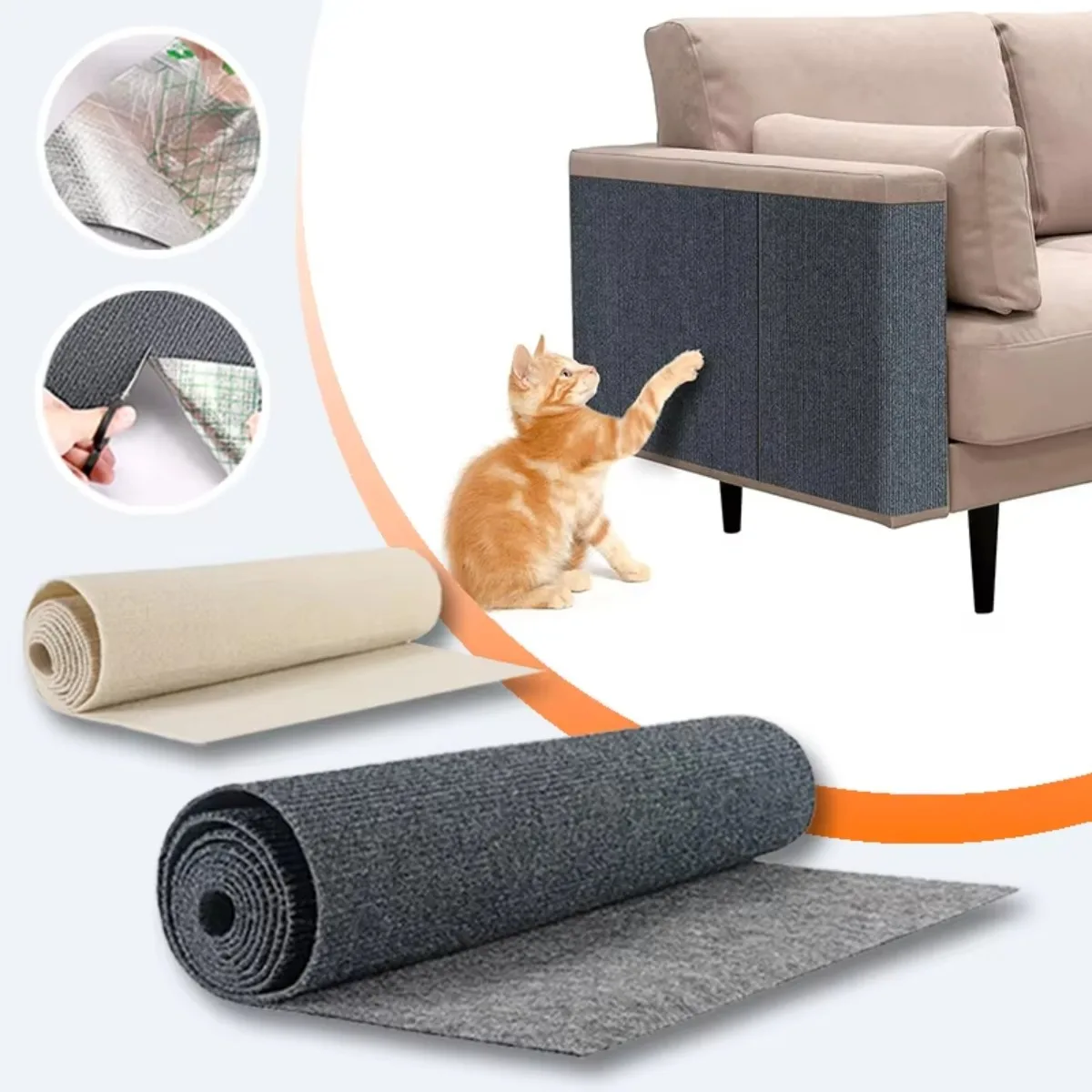 Anti Cat Scratch Sofa Cat Crawling Mat Grinding Climbing Frame Sofa Protection Self-adhesive Carpet Cats Scratch Board Cats Toys