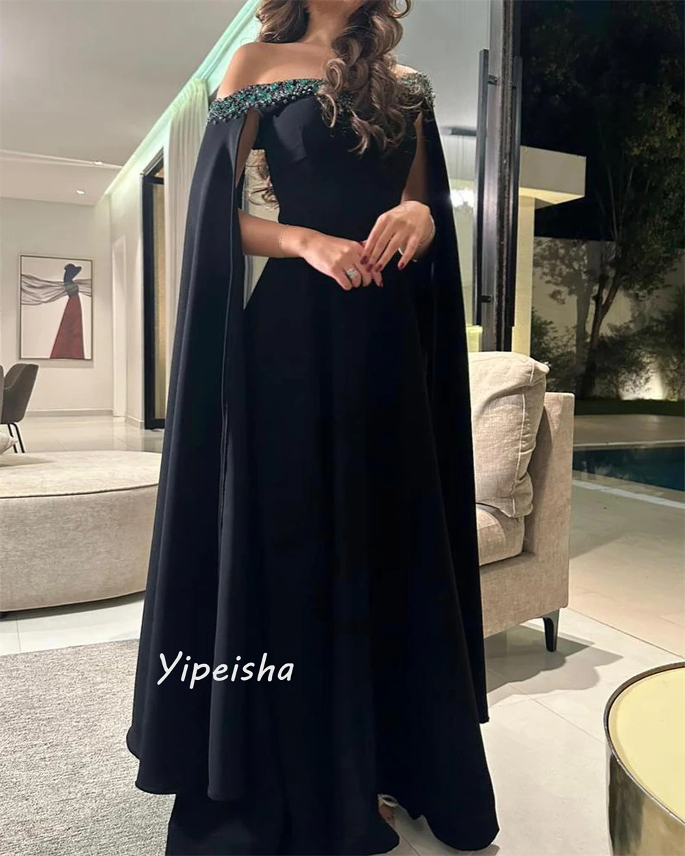 Exquisite Formal Off the Shoulder A-line Beading Sequined Floor-Length Chiffon Bespoke Occasion Dresses Evening Dresses