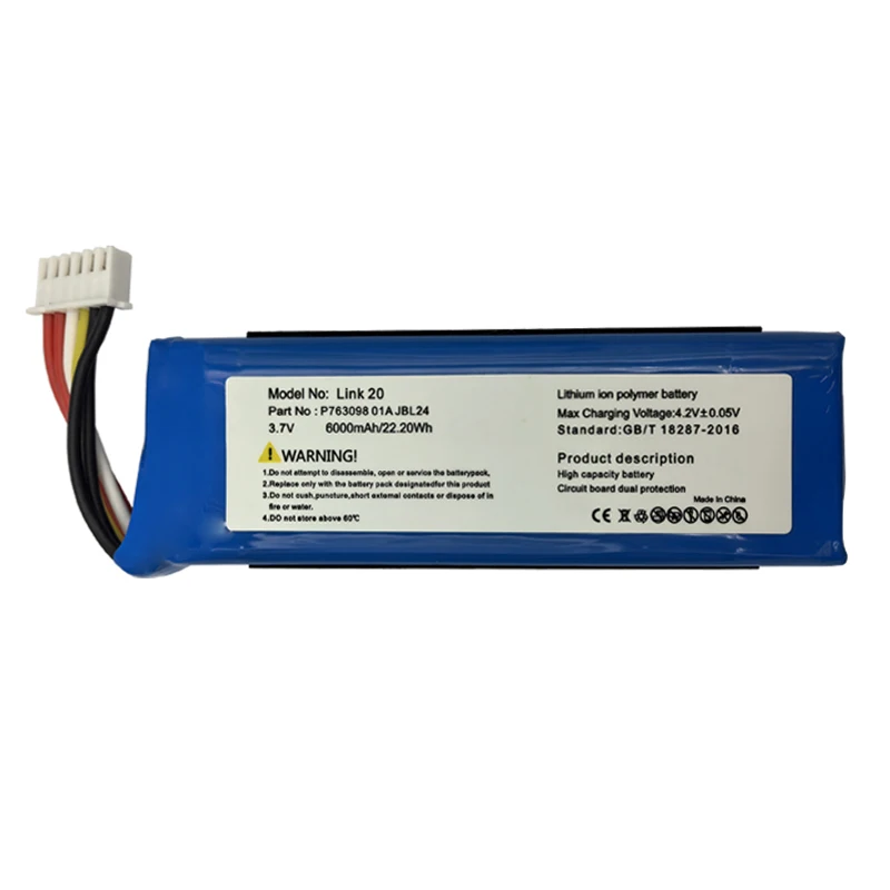 2024 Years 100% Original Replacement Battery 6000mAh For JBL Link 20 Link20 P763098 01A Genuine Loudspeaker Speaker Bateria