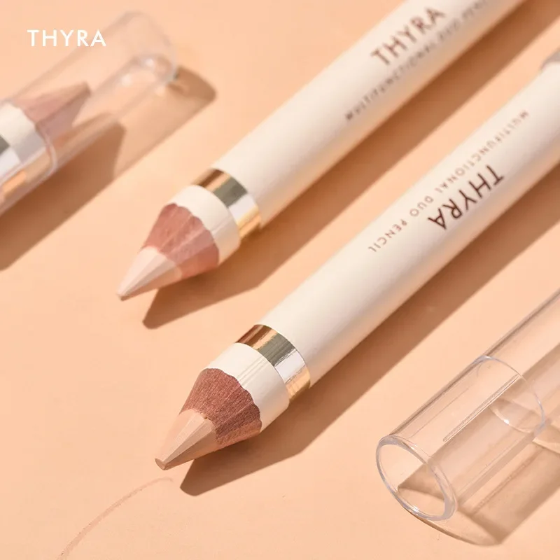 Thyra Penna correttore multieffetto a doppia testa Penna sdraiata con baco da seta per coprire lacrime Fossa Occhiaie Correttore duraturo