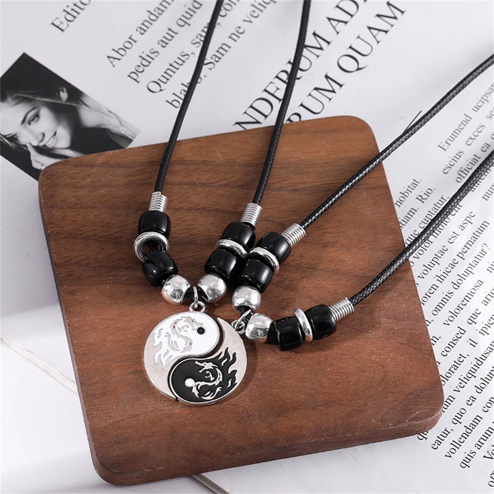 Yin And Yang Taichi Pendant Necklace For Woman Couple Adjustable Best Friend Pendant Choker Friendship Jewelry Accessories Gift