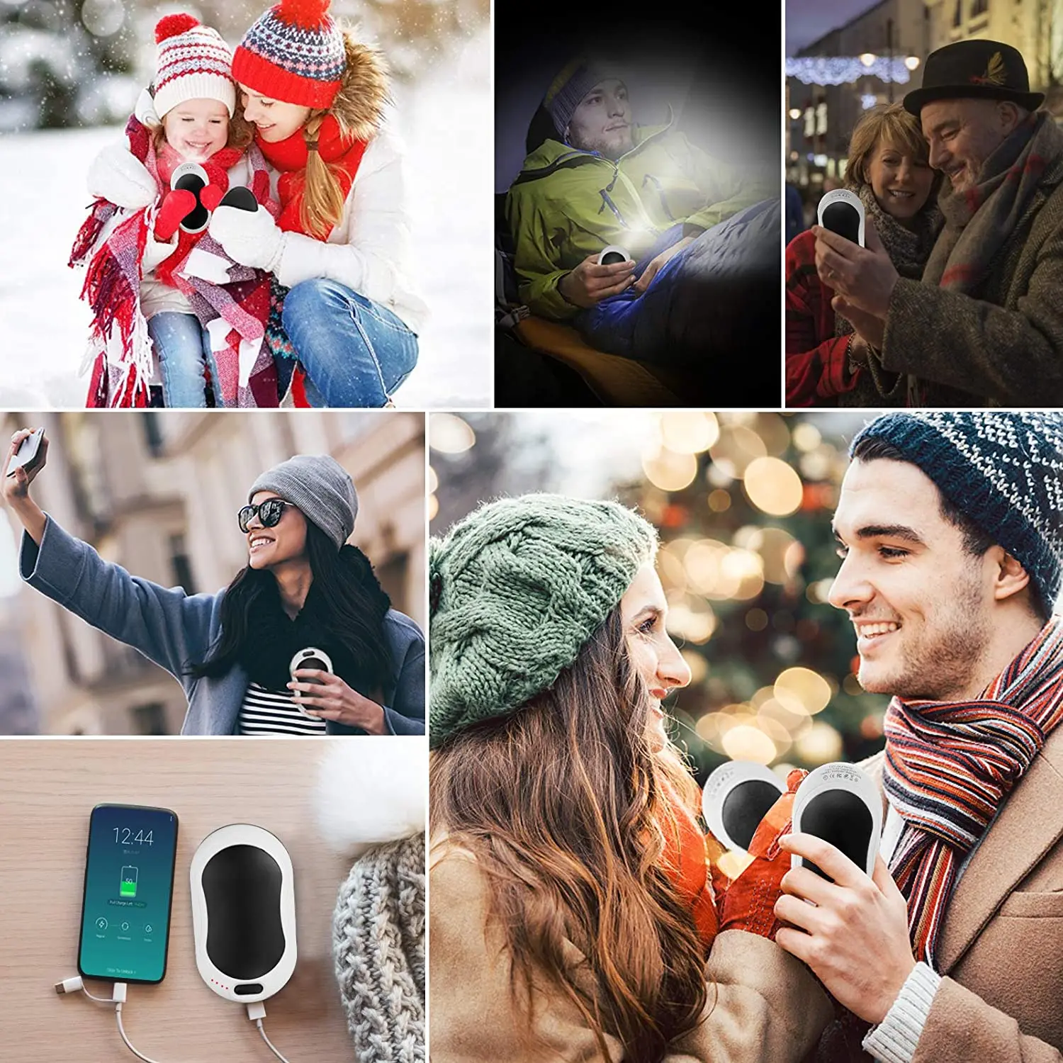 Hand Warmers 7 Changing Colors Lights 10000mAh portable Power Bank Charger heater outdoor Hand Heater USB Portable Hand Warmer