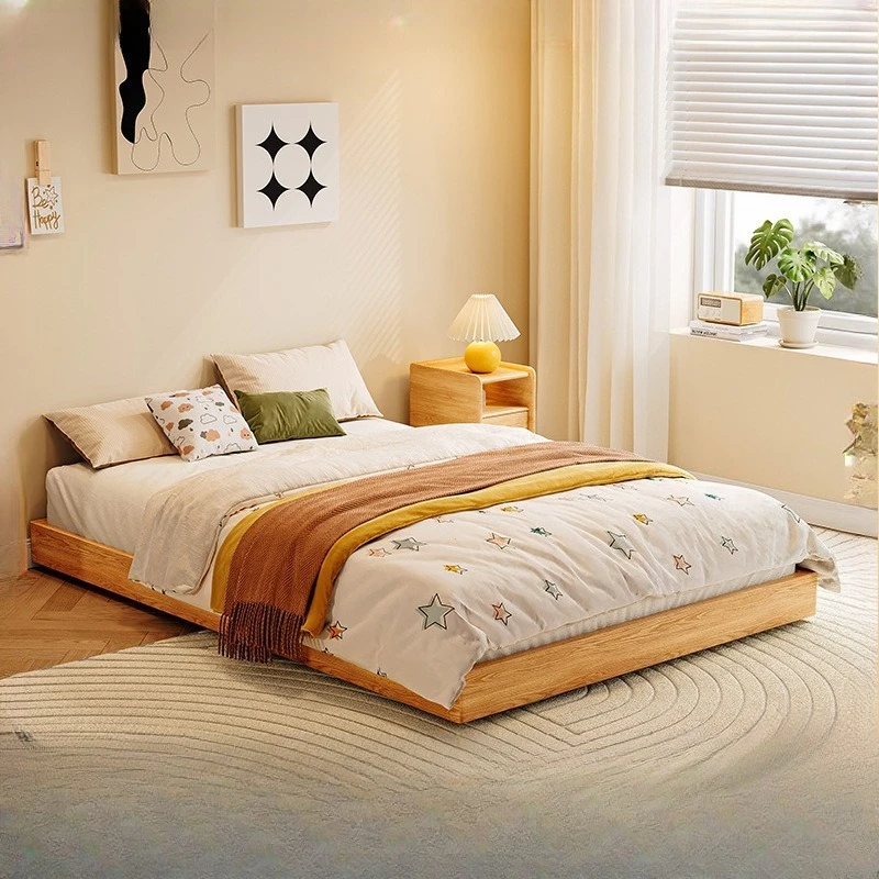 Montessori floor bed children's bed single floor tatami full beech solid wood bed