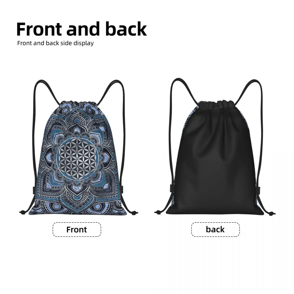 Custom Flower Of Life In Lotus Mandala Drawstring Bag Women Men Lightweight Zen Yoga Meditation Sports Gym Storage Backpack