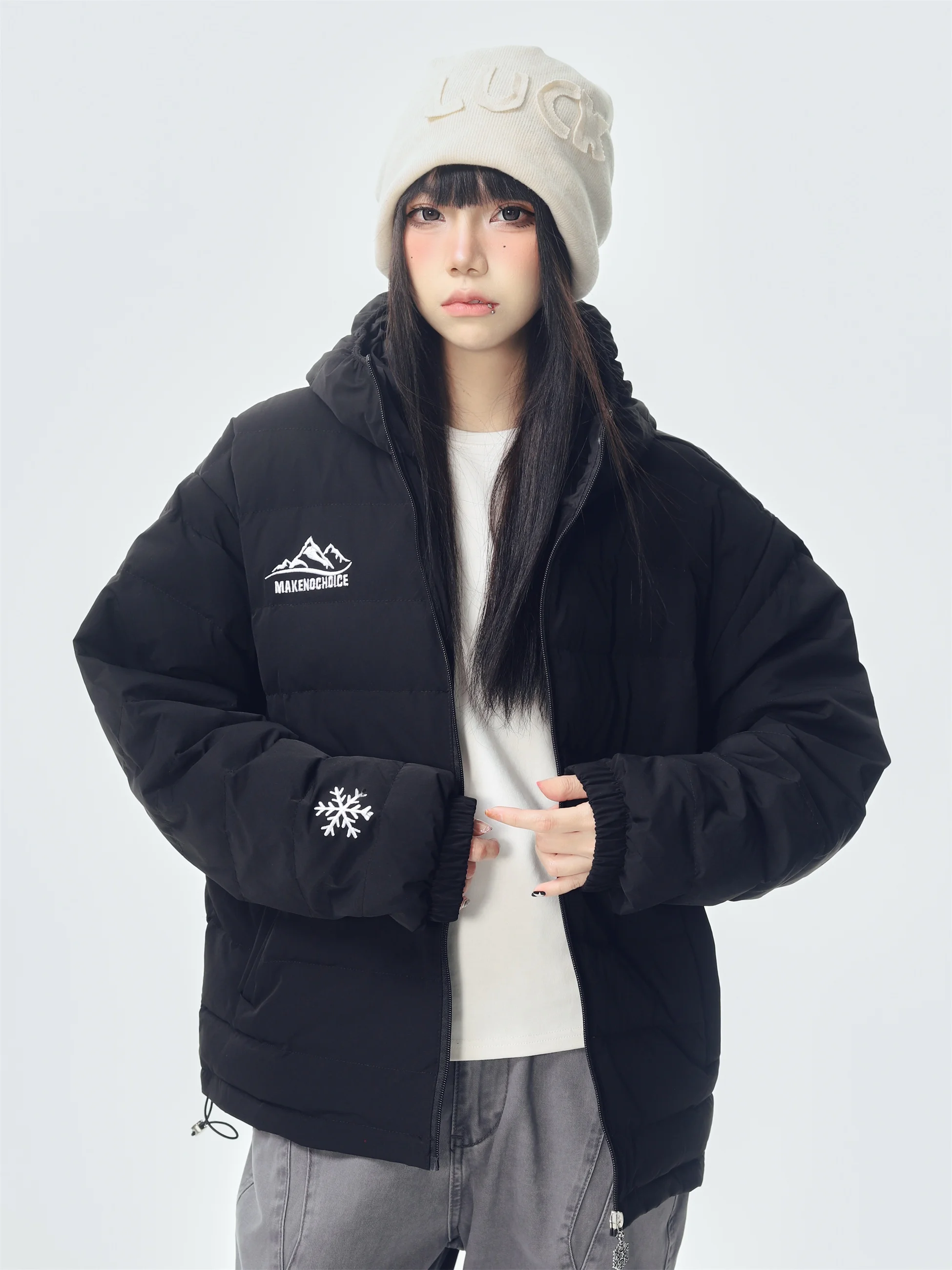 

Зимняя женская куртка KESOAK American Sle с вышивкой и капюшоном, утепленная пухом, новая, повседневная, теплая, прочная, из полиэстера