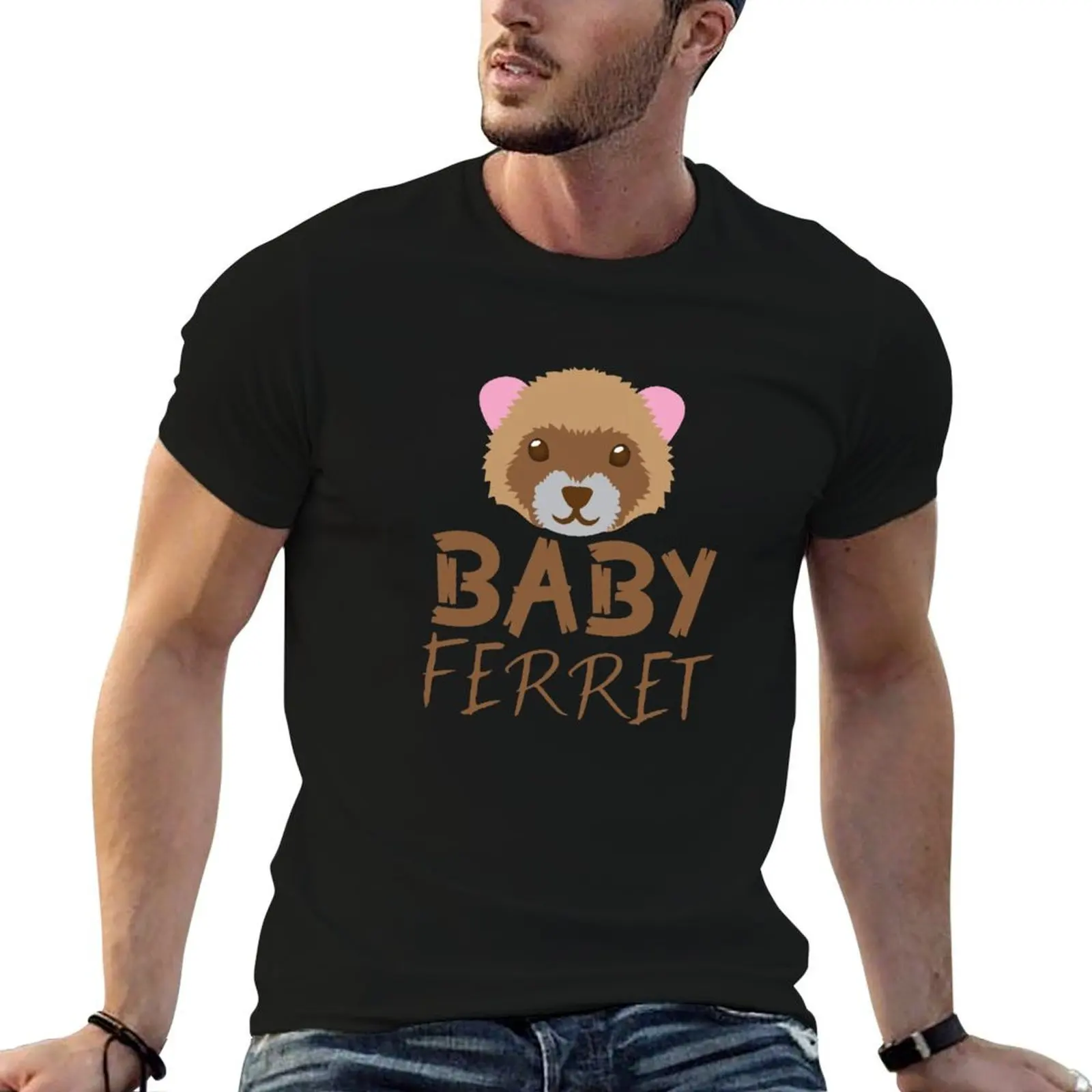 

BABY FERRET (with matching Mama Ferret and Papa Ferret) T-Shirt cotton tshirt 100% man t shirt cotton T-Shirt