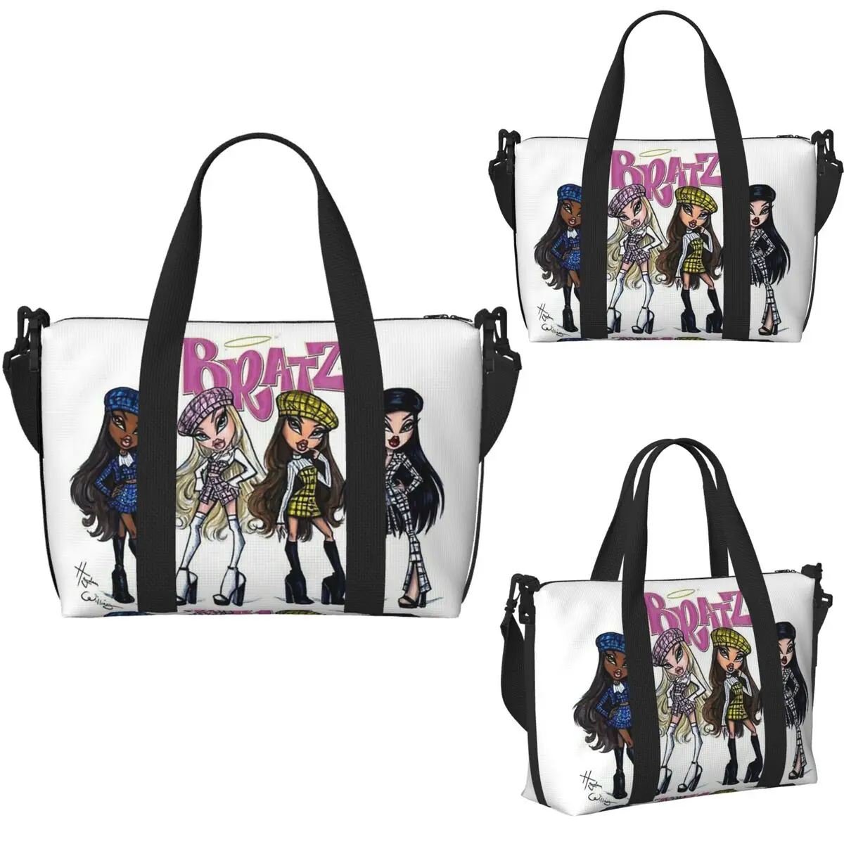 Personalizzato Bratz Rock Angelz Doll (14) Borsa da viaggio da spiaggia Borse tote di grande capacità per palestra Sport Donna Shopping Borsone a tracolla