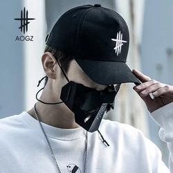 AOGZ Techwear Adjustable Baseball Cap Men Women Streetwear Embroidery Caps Casual Snapback Cap Tactical Hip Hop Black Hat Unisex