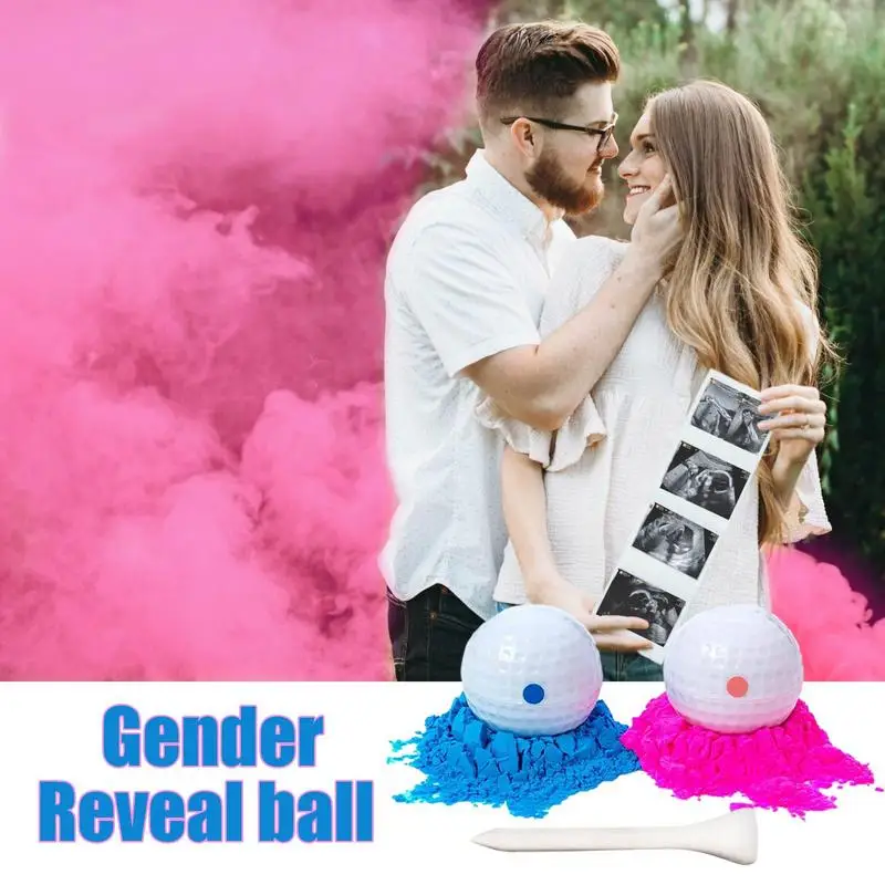 Gender Reveal Golf Ball Trick Balls Parties Decorations Exploding Ball Games with Color Powder Blue and Pink Reveals Baby Gender