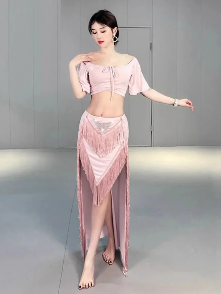

Belly Dance 2024 New Summer Female Adult Dance Costume Oriental Dance Practice Dress Set Stage Performance Dress