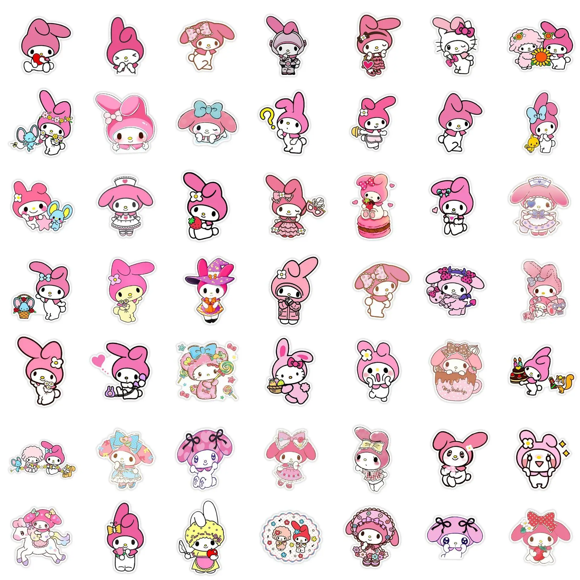 10/50 Stuks Kawaii Roze Mijn Melodie Cartoon Graffiti Stickers Diy Bagage Laptop Telefoon Schattige Anime Esthetische Sticker Stickers Kid Cadeau